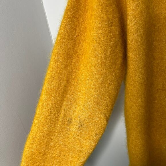 Beams Plus Sweater Size Large Cardigan Yellow Contrast Stripe Mohair Nylon Japan - Picture 11 of 13